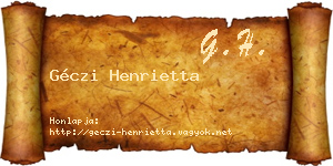 Géczi Henrietta névjegykártya