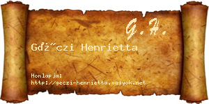 Géczi Henrietta névjegykártya